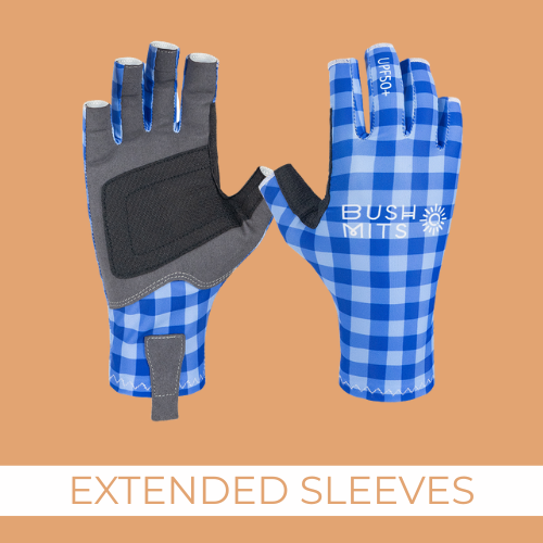 Hamilton's Blue Gingham UPF 50+ Sun Protection Gloves (EXT SL)