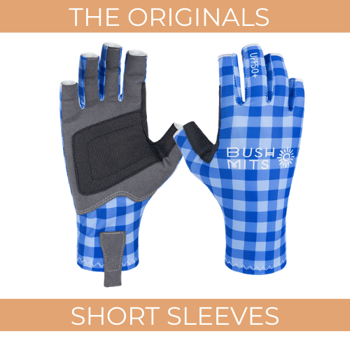 Hamilton's Blue Gingham UPF 50+ Sun Protection Gloves